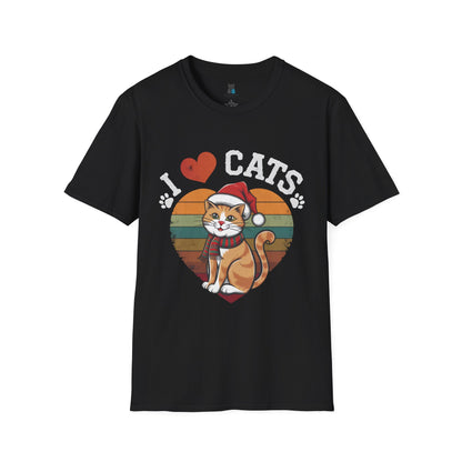 I Love Cats Christmas Unisex Softstyle T-Shirt