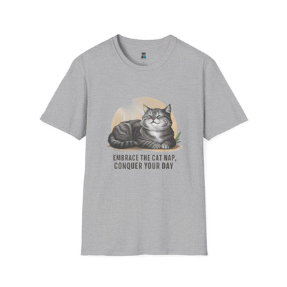 Conquer Your Day Embrace the Cat Nap T-Shirt