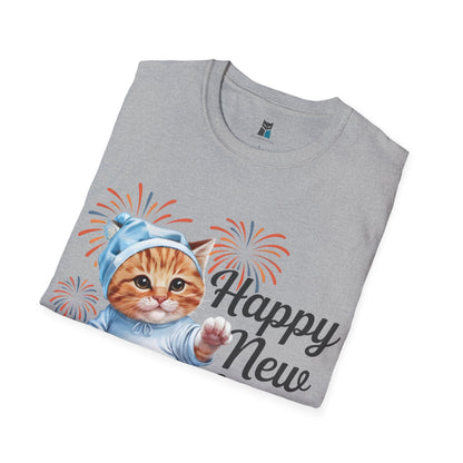 Happy New Year 2025 Cat Unisex Softstyle T-Shirt