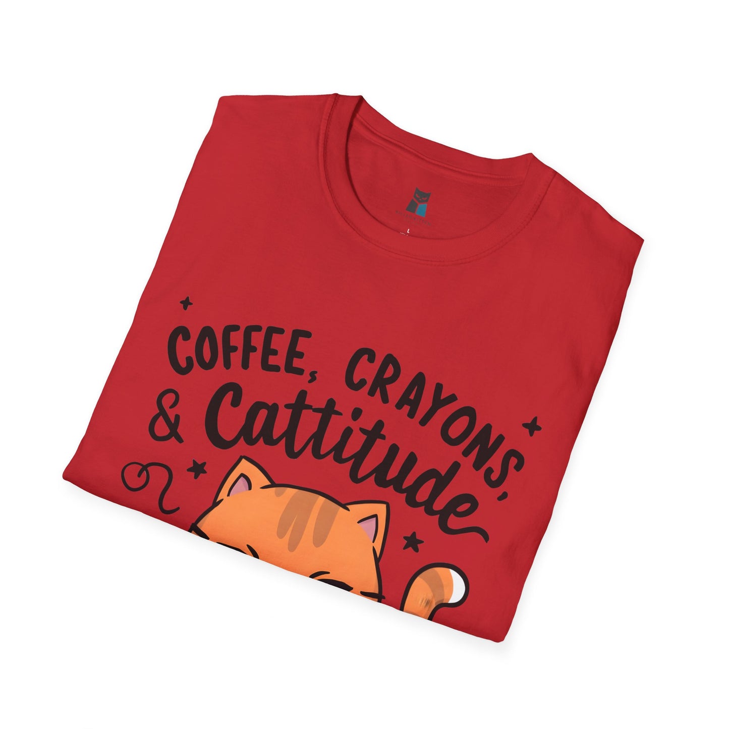 Coffee, Crayons, & Cattitude! Cat-tastic Kindergarten Teacher T-shirt