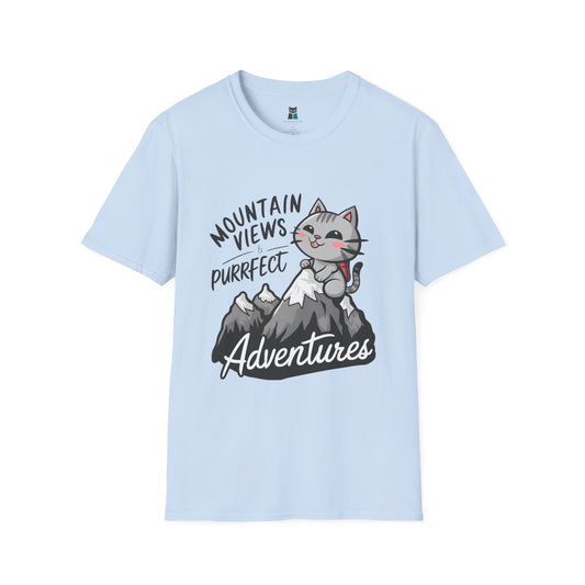 Mountain Views & Purrfect Adventures Cat Hiking T-Shirt