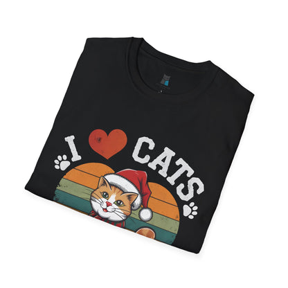 I Love Cats Christmas Unisex Softstyle T-Shirt