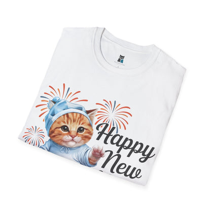 Happy New Year 2025 Cat Unisex Softstyle T-Shirt