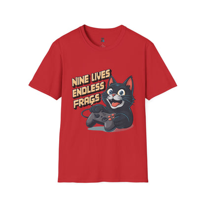 Nine Lives, Endless Frags Gaming Cat T-Shirt