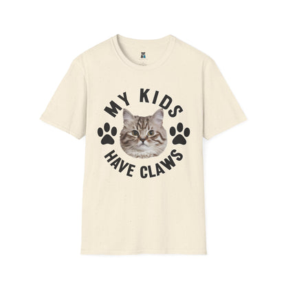 Purrfect Cat Mom T-Shirt - 'My Kids Have Claws' Design