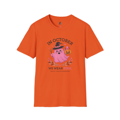 Pink Power: Breast Cancer Awareness Halloween Cat T-Shirt