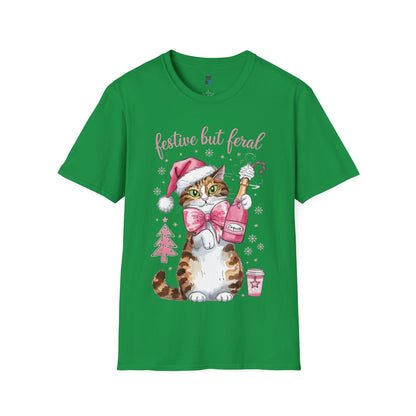 Festive but Feral Cat Unisex T-Shirt