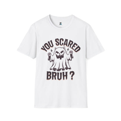 You Scared Bruh? Funny Halloween Cat Ghost T-Shirt