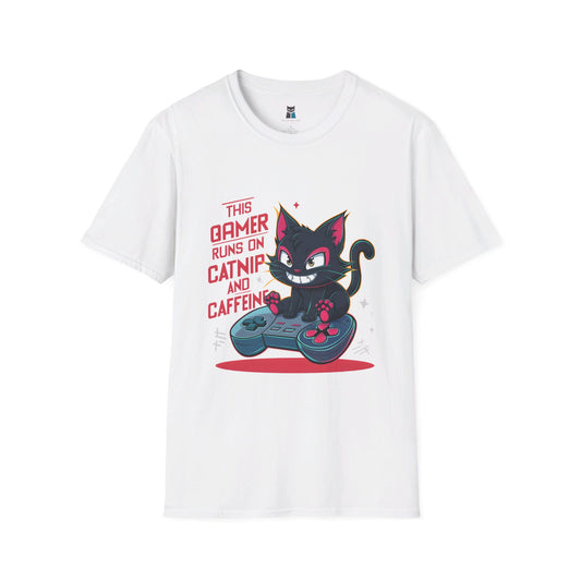 Catnip & Caffeine: Gamer Cat T-Shirt