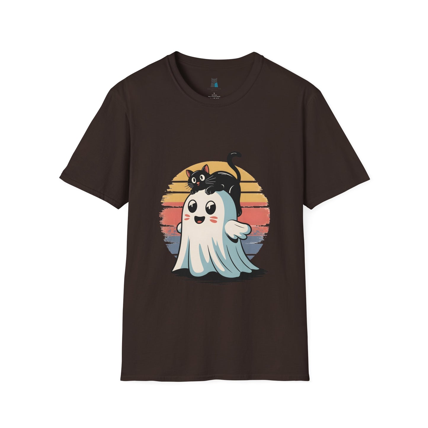 Retro Halloween Cat & Ghost T-Shirt