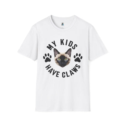 Purrfect Cat Mom T-Shirt - 'My Kids Have Claws' Design