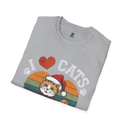 I Love Cats Christmas Unisex Softstyle T-Shirt