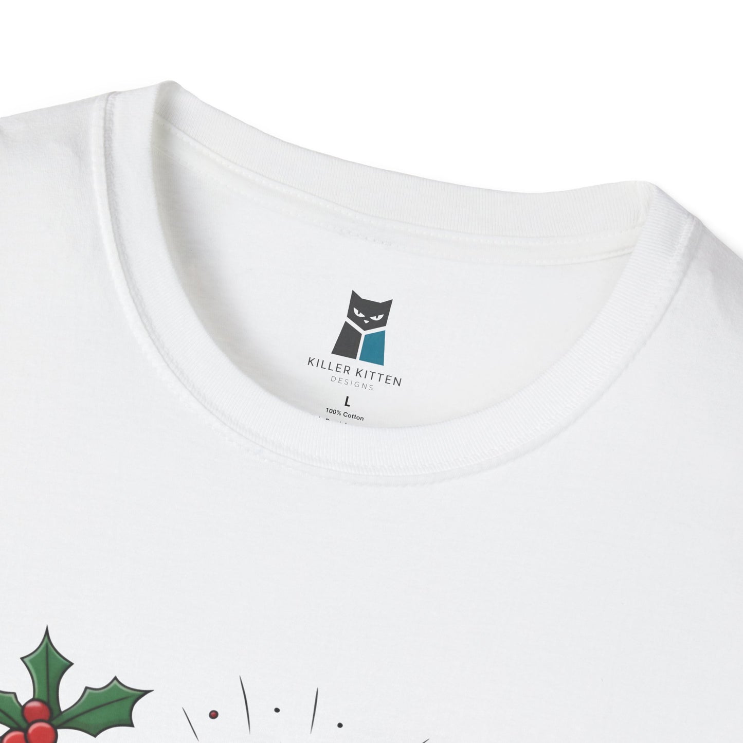 Festive Leather Santa Cat Unisex Softstyle T-Shirt