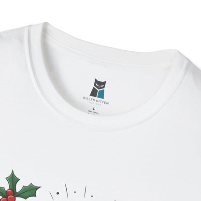 Festive Leather Santa Cat Unisex Softstyle T-Shirt