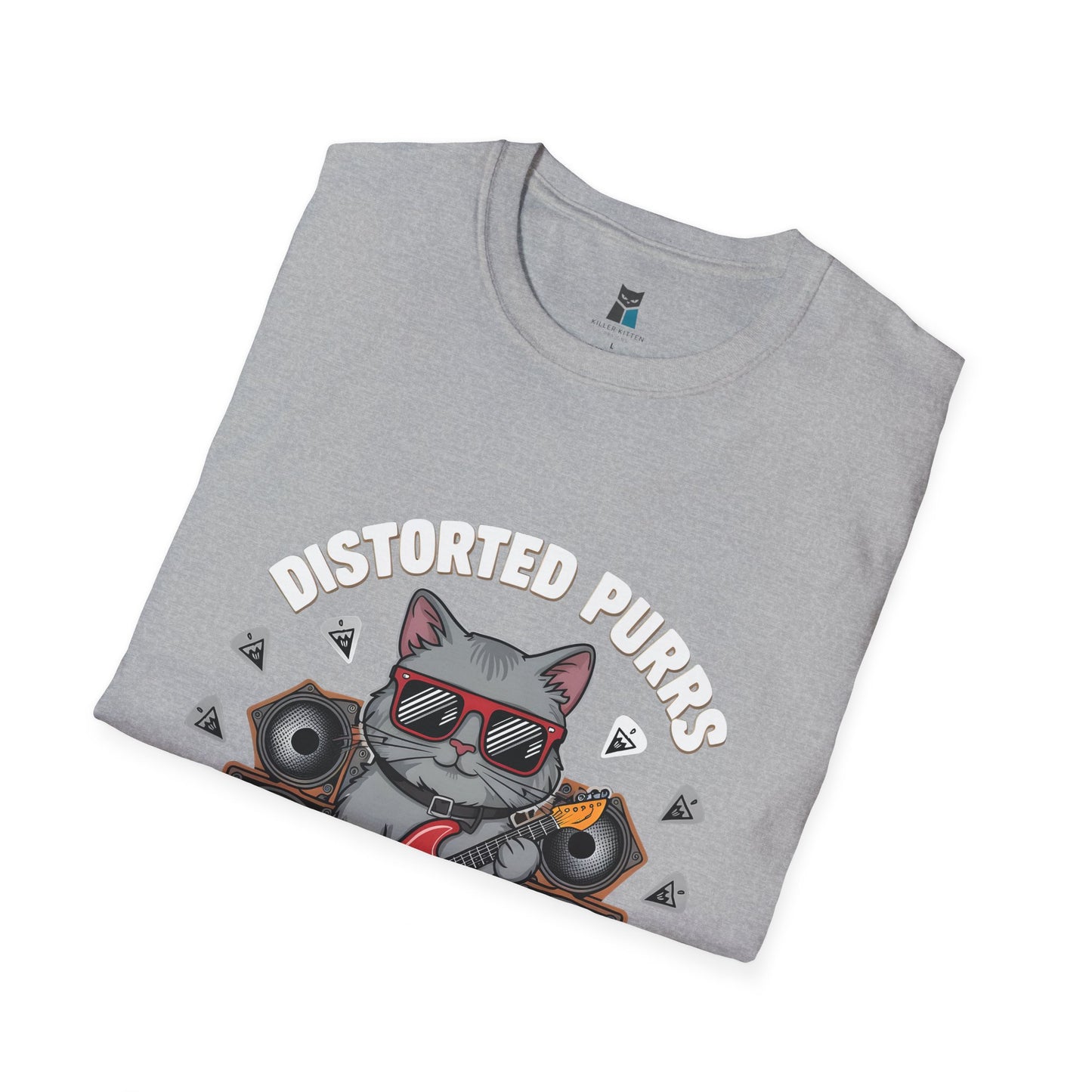 Distorted Purrs & Killer Riffs Rock ‘n’ Roll Cat T-Shirt