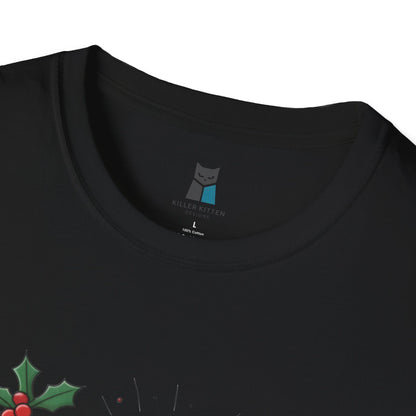 Festive Leather Santa Cat Unisex Softstyle T-Shirt