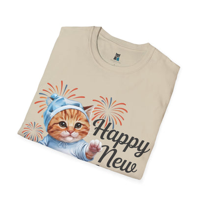 Happy New Year 2025 Cat Unisex Softstyle T-Shirt