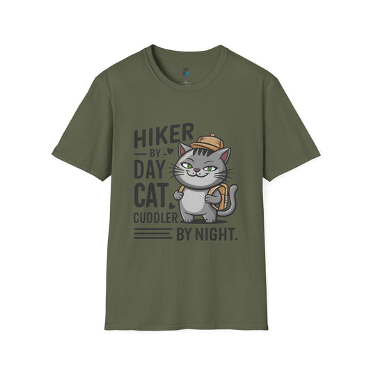 Hiker by Day, Cat Cuddler by Night T-Shirt