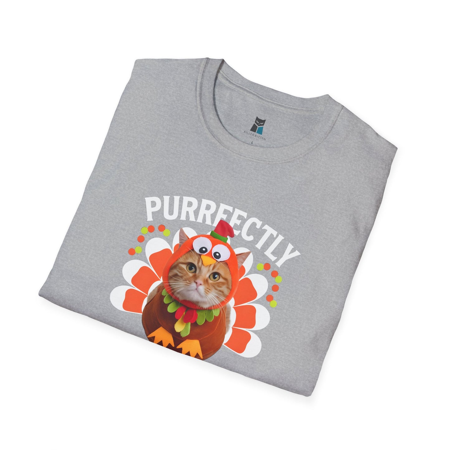 Purrfectly Thankful Cat Thanksgiving T-Shirt