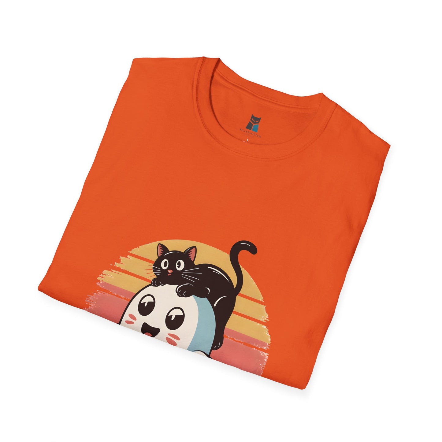 Retro Halloween Cat & Ghost T-Shirt