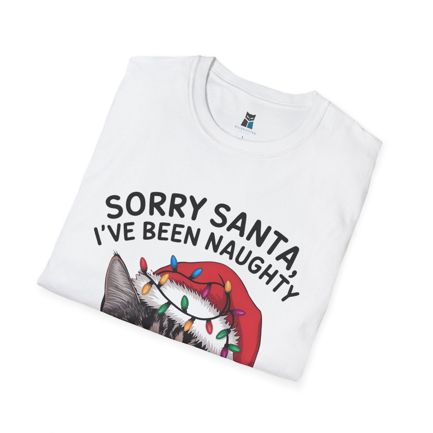 'Sorry Santa, I've Been Naughty' Christmas Cat T-Shirt