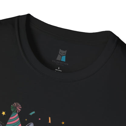 2025 New Year Celebration Cat Unisex Softstyle T-Shirt