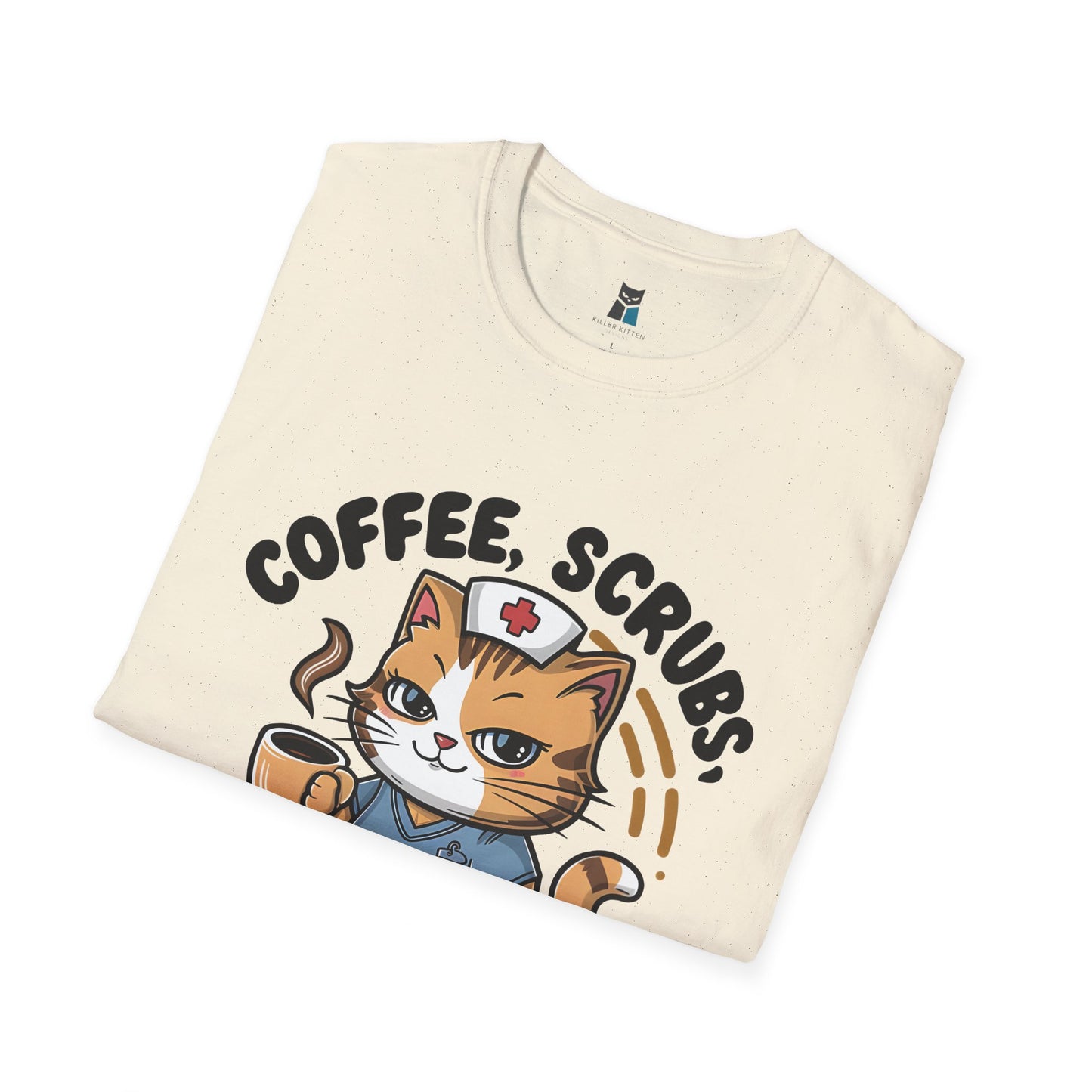 Coffee, Scrubs, and Cattitude Cute Nurse Cat T-Shirt