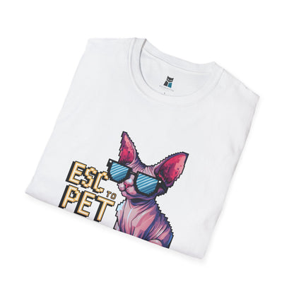 ESC to Pet Cat – Gamer & Cat Lover Graphic T-Shirt