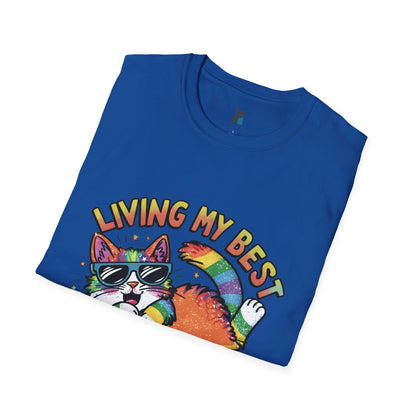 Living My Best LGBT-Q-T Life Pride Cat T-Shirt