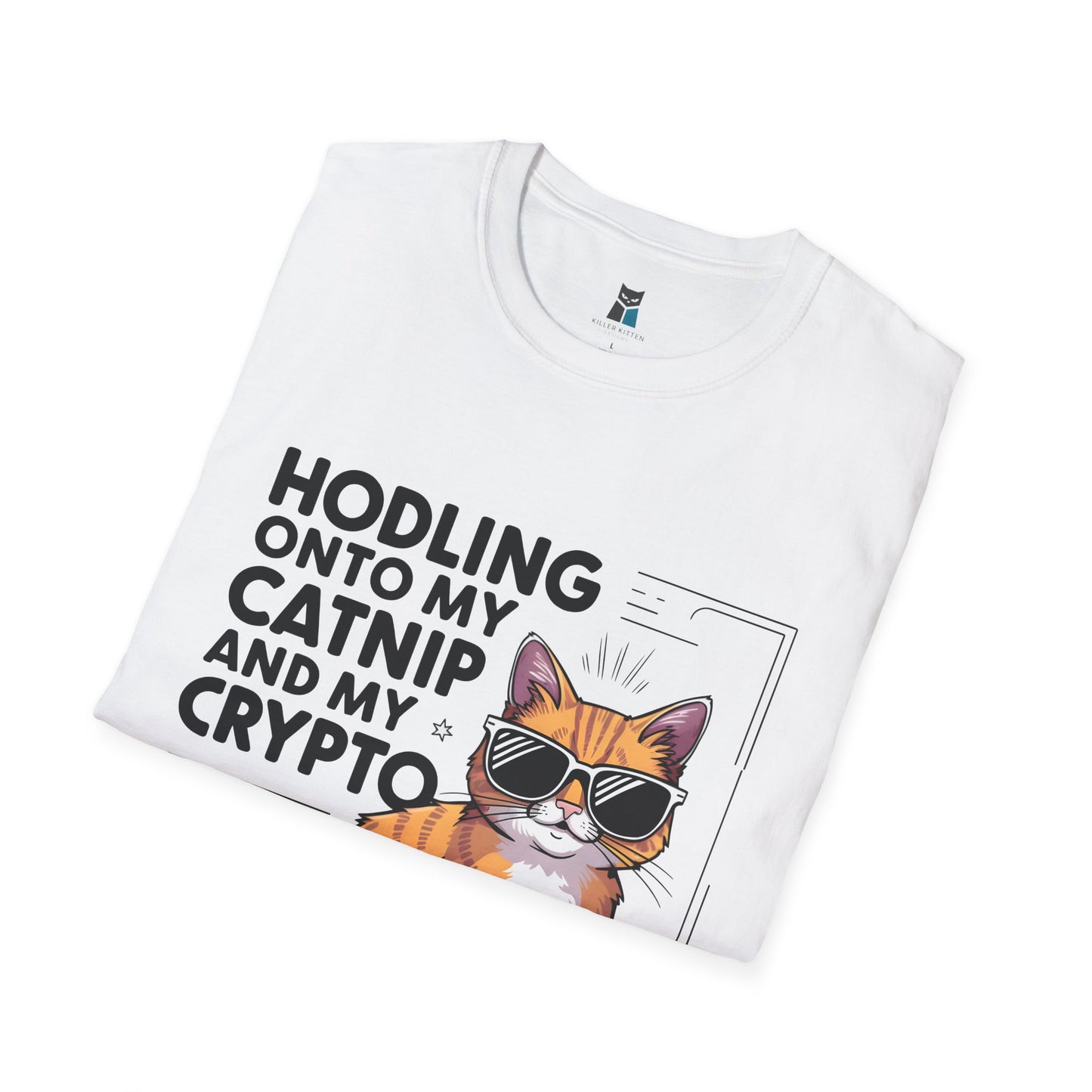 Hodling Onto My Catnip and Crypto Cat T-Shirt