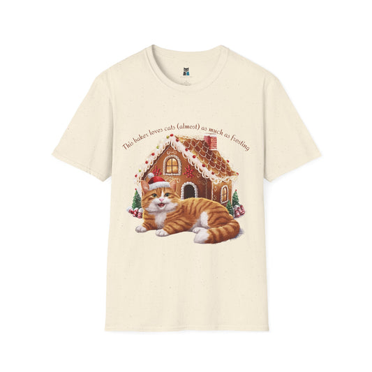 Cozy Christmas Cat Gingerbread House T-shirt