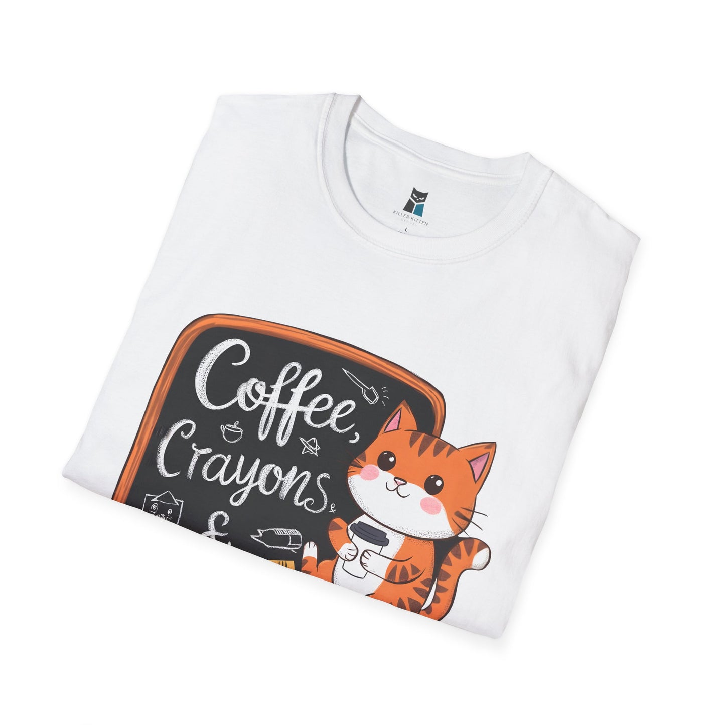 Coffee, Crayons, & Cattitude! Cat-tastic Kindergarten Teacher T-shirt