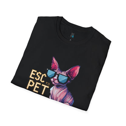 ESC to Pet Cat – Gamer & Cat Lover Graphic T-Shirt