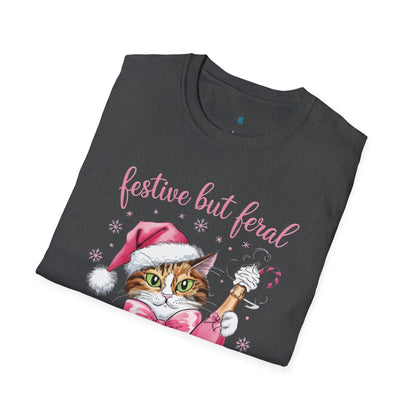 Festive but Feral Cat Unisex T-Shirt