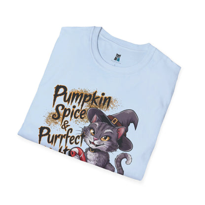 Pumpkin Spice & Purrfect Frights Halloween Cat T-Shirt