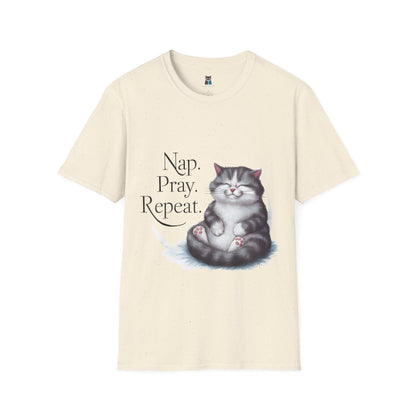 Nap Pray Repeat Catholic Cat T-Shirt