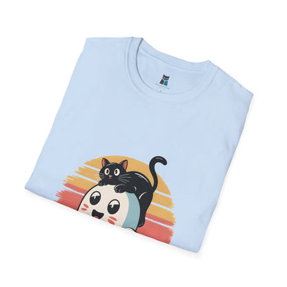 Retro Halloween Cat & Ghost T-Shirt