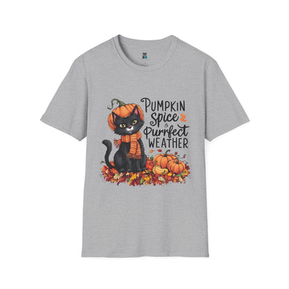 Pumpkin Spice & Purrfect Weather Cozy Fall Vibes Cat T-Shirt