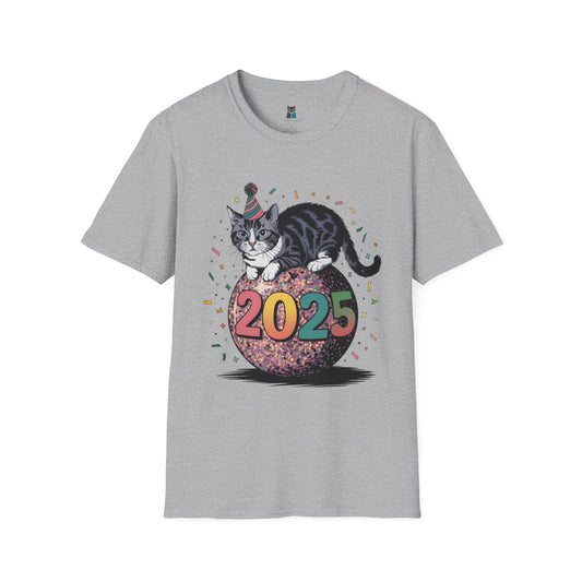 2025 New Year Celebration Cat Unisex Softstyle T-Shirt