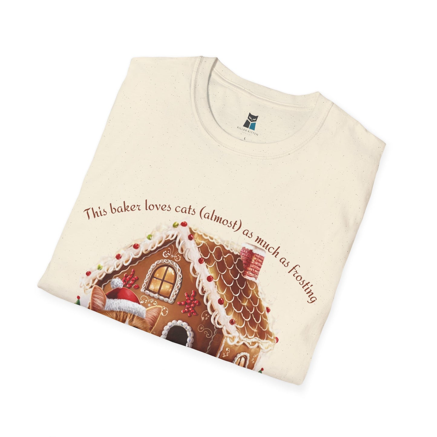 Cozy Christmas Cat Gingerbread House T-shirt