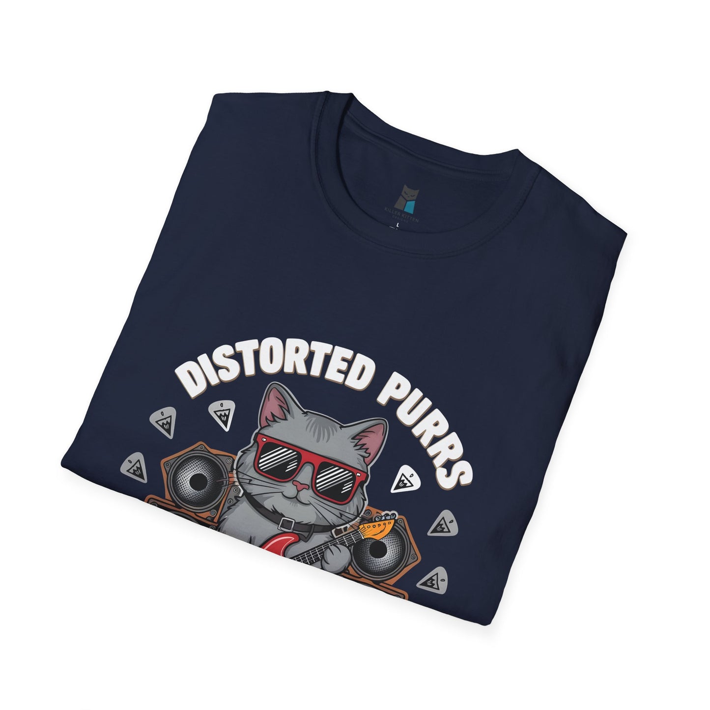 Distorted Purrs & Killer Riffs Rock ‘n’ Roll Cat T-Shirt