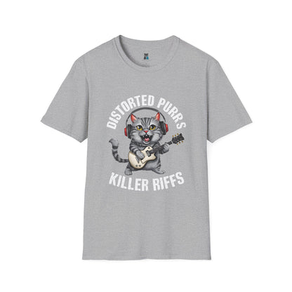 Distorted Purrs & Killer Riffs Rock ‘n’ Roll Cat T-Shirt