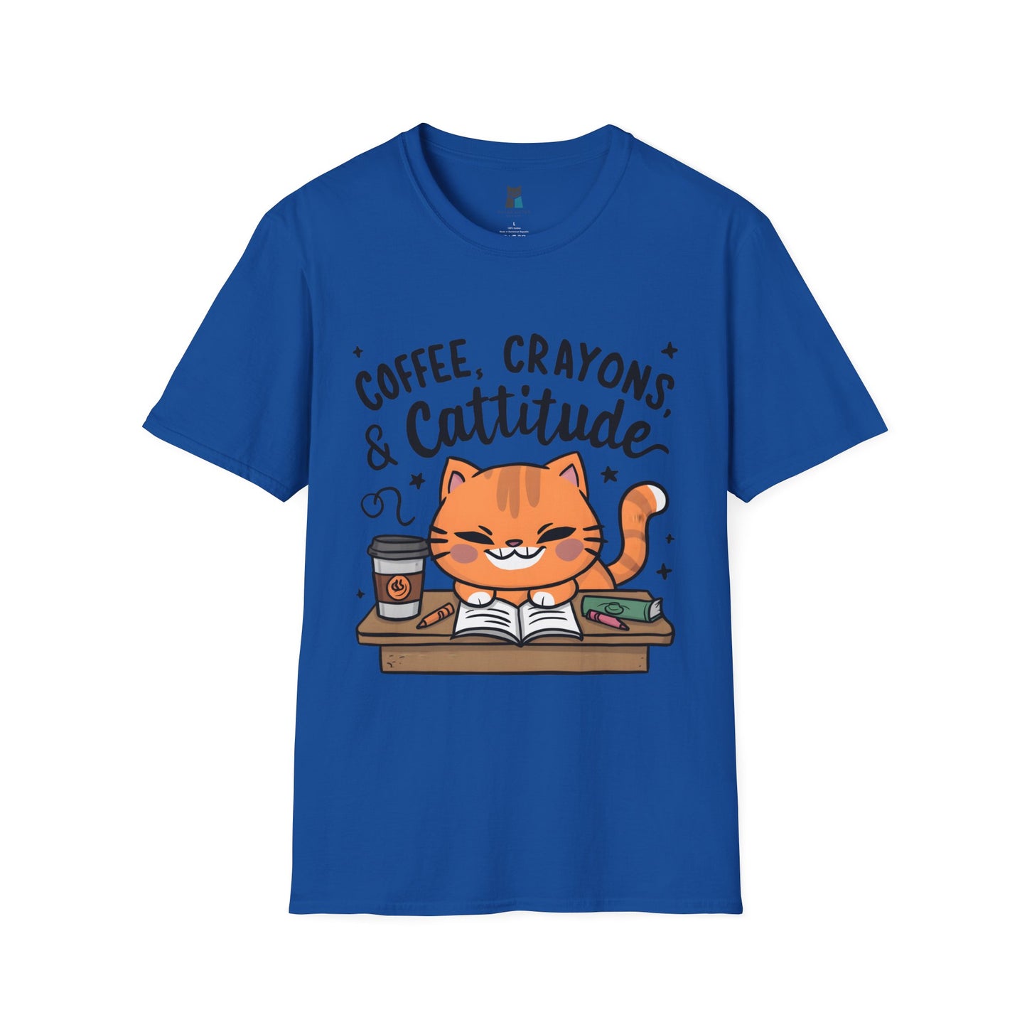 Coffee, Crayons, & Cattitude! Cat-tastic Kindergarten Teacher T-shirt