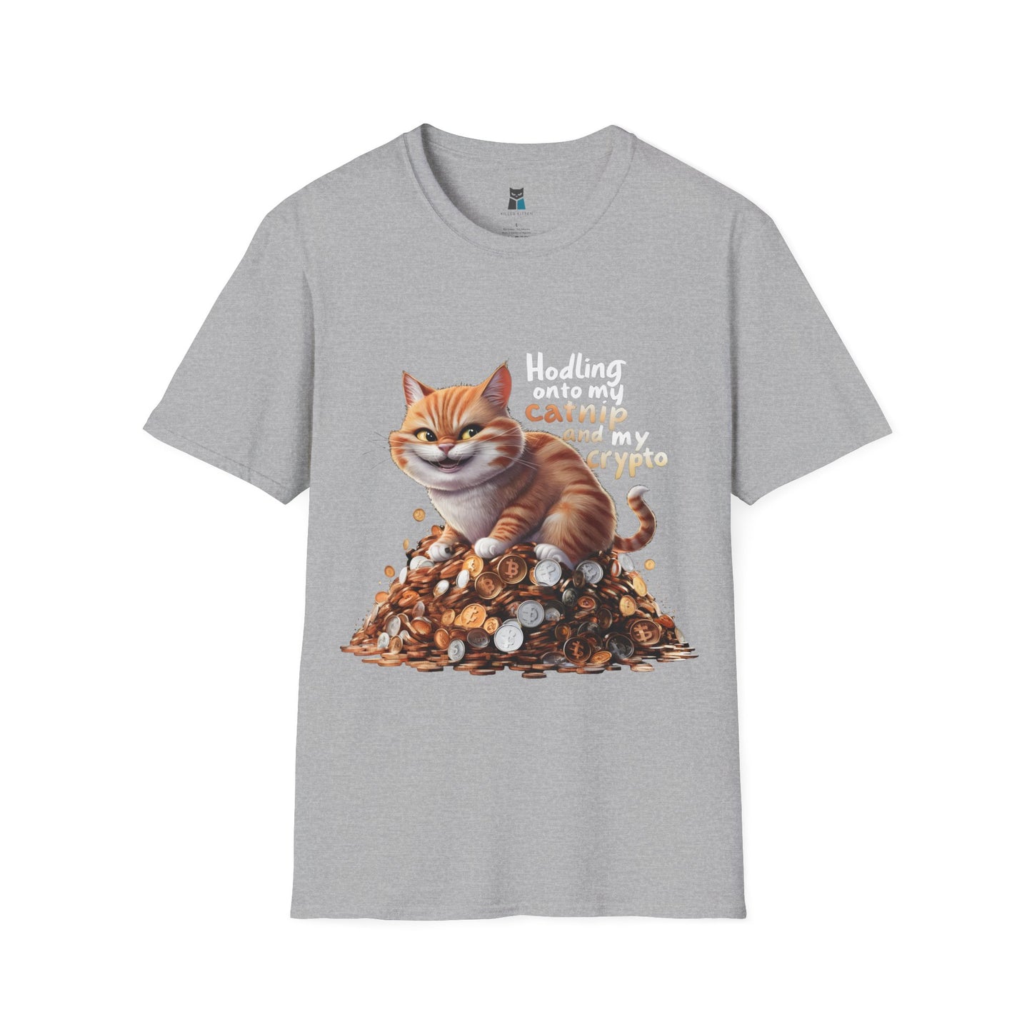 Hodling Onto My Catnip and Crypto Cat T-Shirt