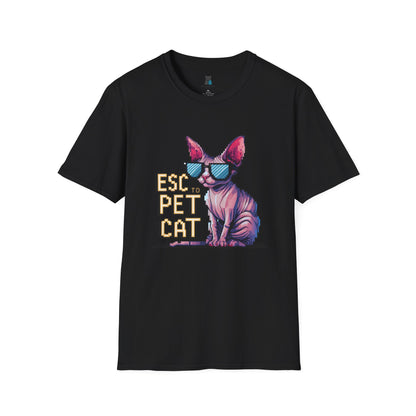 ESC to Pet Cat – Gamer & Cat Lover Graphic T-Shirt