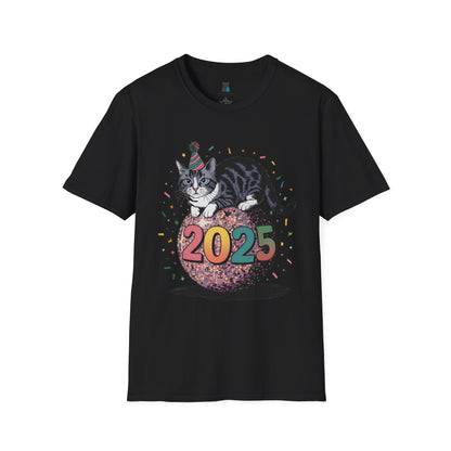 2025 New Year Celebration Cat Unisex Softstyle T-Shirt