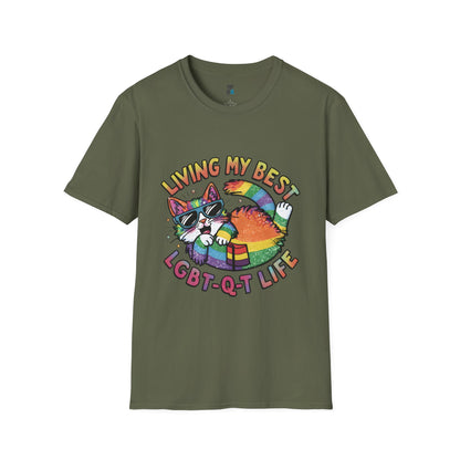 Living My Best LGBT-Q-T Life Pride Cat T-Shirt