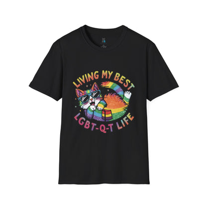 Living My Best LGBT-Q-T Life Pride Cat T-Shirt