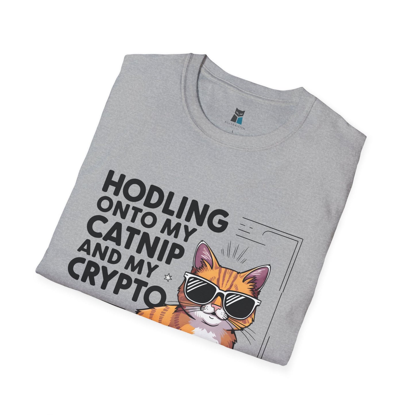 Hodling Onto My Catnip and Crypto Cat T-Shirt