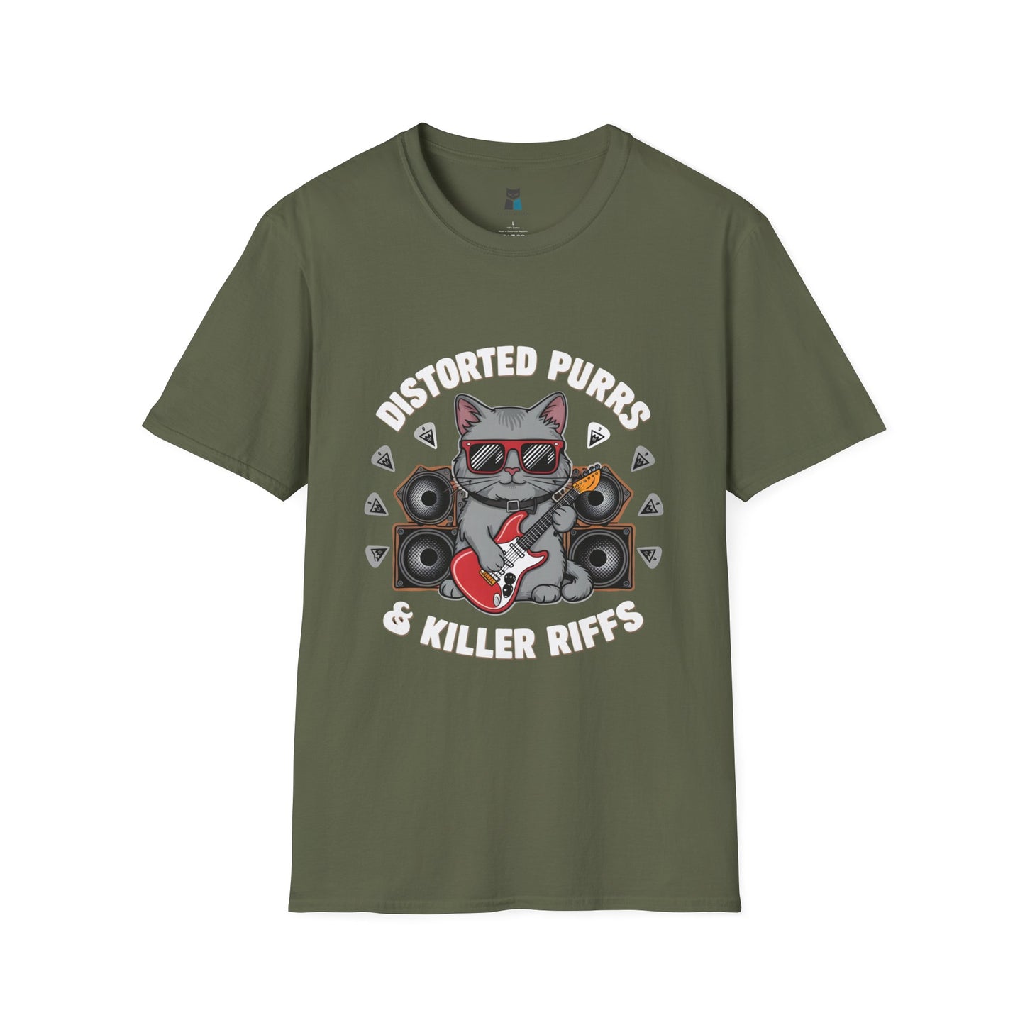 Distorted Purrs & Killer Riffs Rock ‘n’ Roll Cat T-Shirt